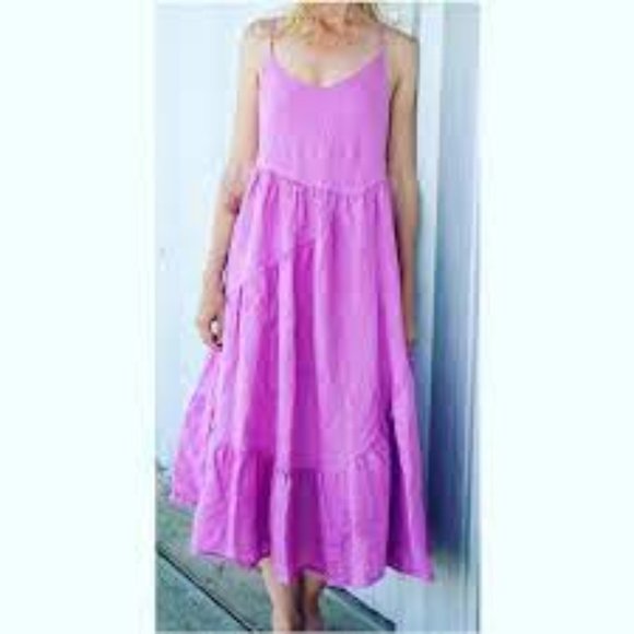 CP Shades Dresses Cp Shades 0 Linen Sandrine Dress In Pink Poshmark